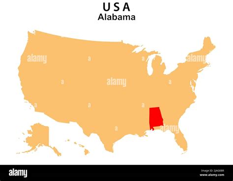 Alabama State Map Highlighted On USA Map Alabama Map On United State