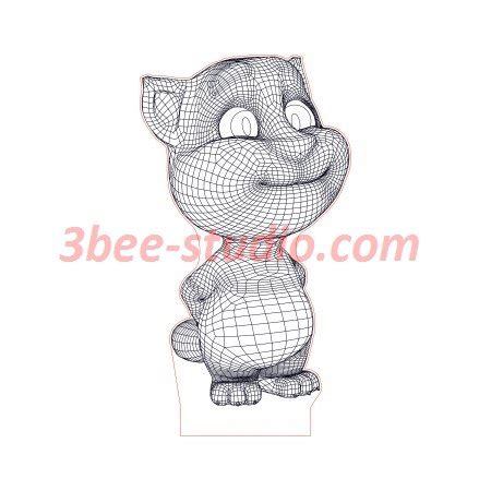 Talking Tom cat 3d illusion lamp plan vector file - 3Bee Studio