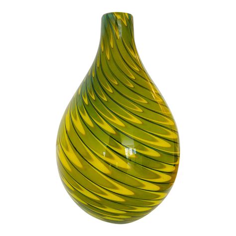 Crate And Barrel Green Swirl Glass Vase Chairish