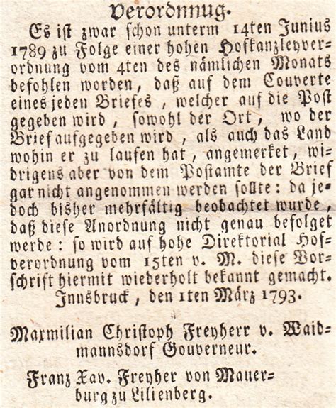 Aus Der Tiroler Zeitung Anno 1793 Teil 2 Innsbruck Erinnert Sich