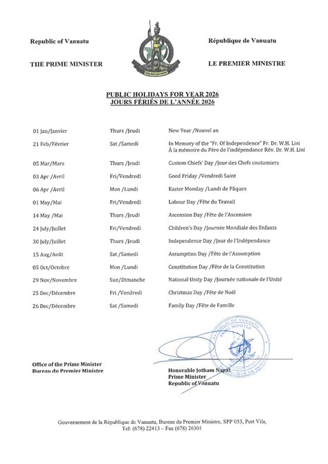 Public holidays 2026 - Prime Minister's Office Official Website