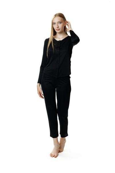 Mewa Lingerie D Uga Pi Ama Damska Maria Dwucz Ciowa Na Guziki Czarny