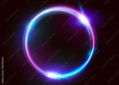 Vector Vibrant Neon Circle With Glow Modern Round Frame With Empty