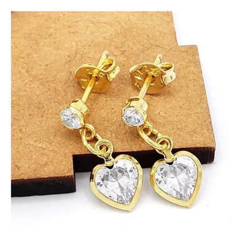 Topos Aretes Coraz N Cristal Oro Laminado K Iconic Store Cuotas Sin