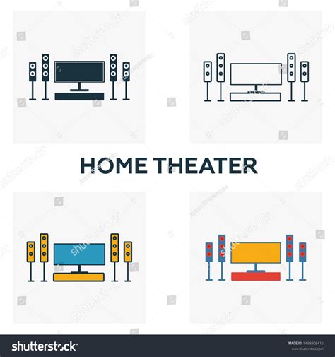 Home Theater Icon Set Four Elements Stock Vector Royalty Free 1498806416