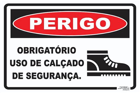 Placa Perigo Obrigat Rio Uso De Cal Ado De Seguran A Afonso Sinaliza Es