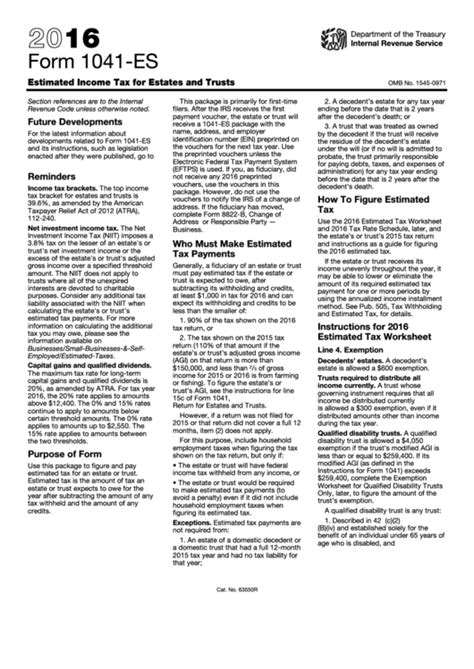 Fillable Form Es Estimated Income Tax For Estates And Trusts