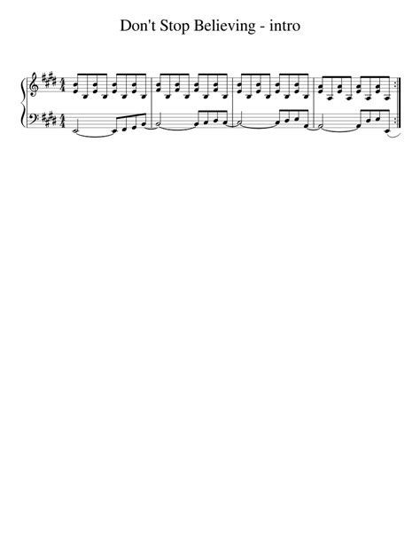 Dont Stop Believing Journey Intro Sheet Music For Piano Solo