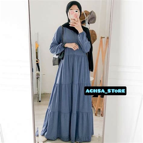 Jual Gamis Rempel Susun Bahan Crinkle Airflow Busana Muslimah Terbaru