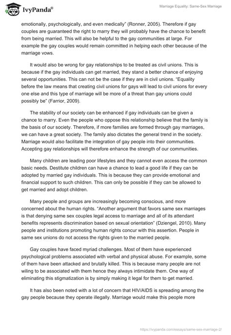 Marriage Equality Same Sex Marriage 1619 Words Critical Writing Example