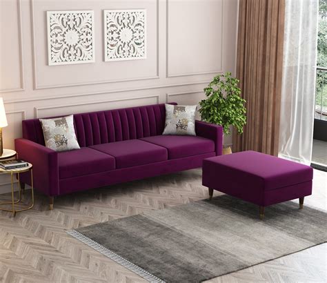 Buy Everett L Shape Fabric Sofa Velvet Mulberry Pink At Off