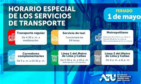 D A Del Trabajador Horario Del Servicio Del Metropolitano Corredores