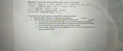 Solved Question 3: Consider the relational database whose | Chegg.com 