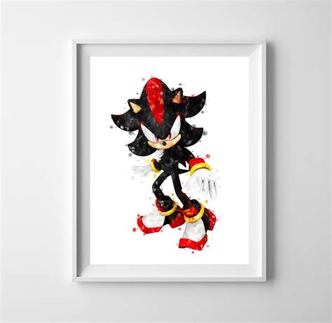 Shadow the Hedgehog Art Print Sonic the Hedgehog Watercolor Printable ...