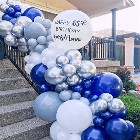 Navy Blue And Silver Balloon Garland Kit 120pcs Navy Blue White