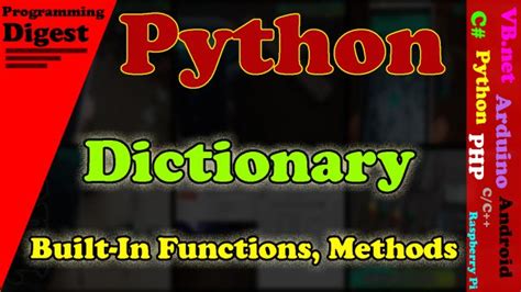 Python Dictionary Methods And Dict Function Programming Digest