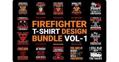 Firefighter T Shirt Design Bundle Vol 1 Bundle · Creative Fabrica