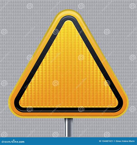 Warning Signal Traffic Road Signal With Reflective Texture Isolated