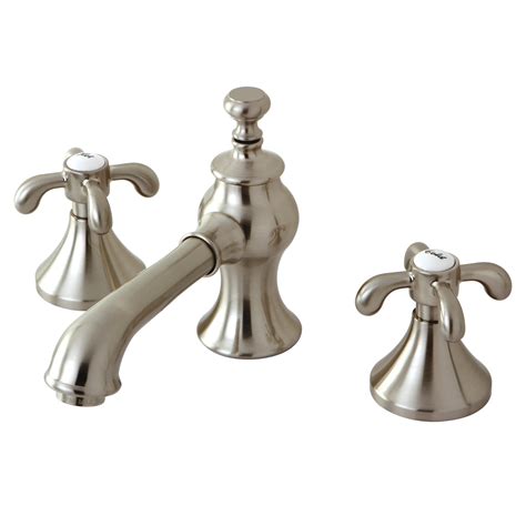 Traditional Dual Cross Handle 3 Hole Deck Mounted Widespread Bathroom Faucet With Brass Pop Up