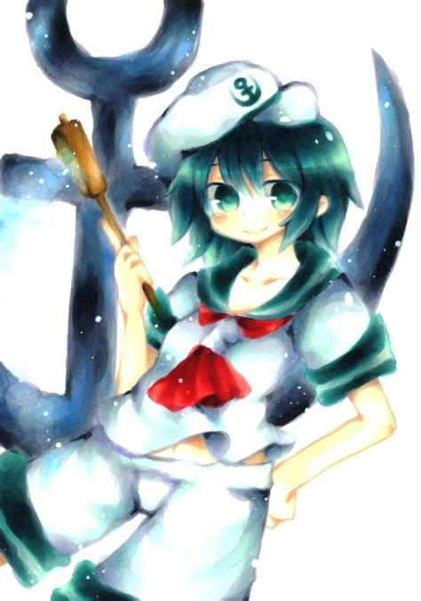 Safebooru Anchor Aqua Eyes Aqua Hair Hand On Hip Hishaku Murasa