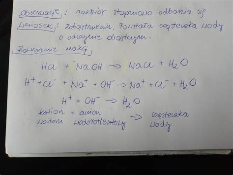 Dopisz Obserwacje I Wniosek Oraz Zapis Reakcji W Formie Cz Steczkowej