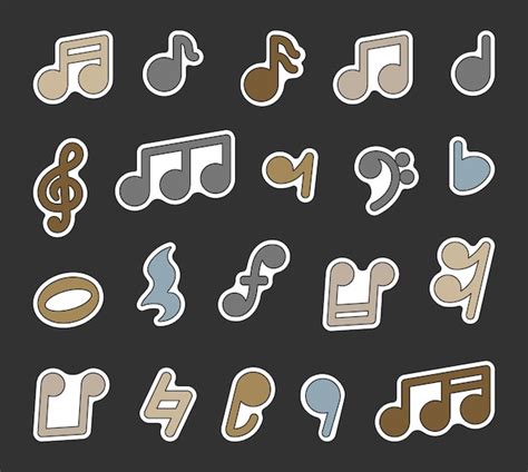 Notas Musicais Sticker Bookmark Estilo Desenhado à Mão Desenho Vetorial Coleção De Elementos De