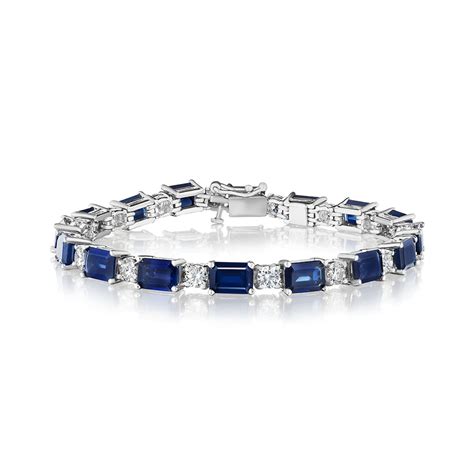 Ct Emerald Cut Sapphire Round Diamond Bracelet Ses Creations