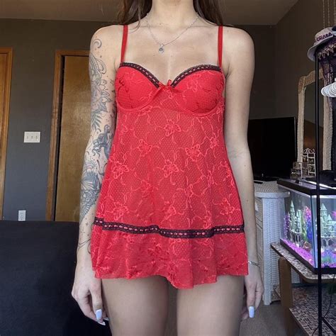 Rampage Sexy Red And Black Lace Lingerie So Depop