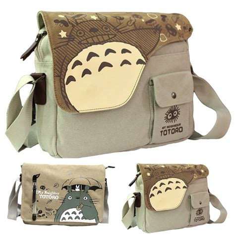 Fashion Totoro Crossbody Bag Grande Capacidade Bolsa Mensageiro De Lona