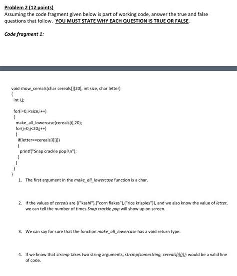 Solved Problem 2 12 Points Assuming The Code Fragment Chegg