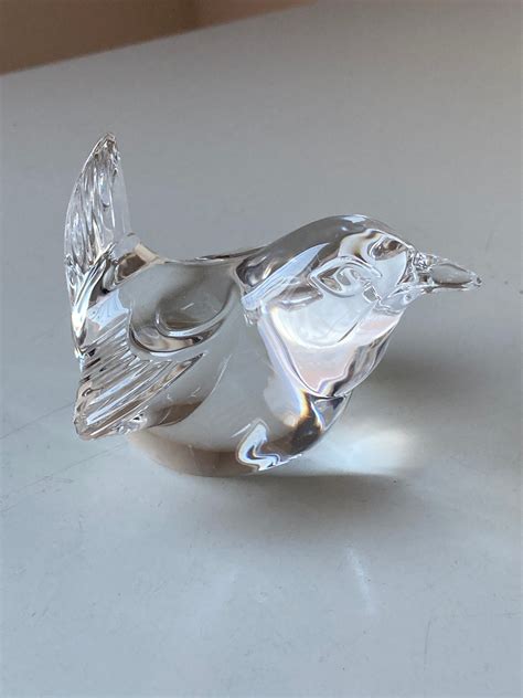 Signed Steuben Crystal Wren Figurine Paperweight Designed By Lloyd