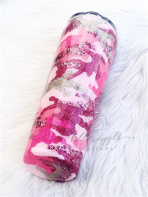 Pink Camouflage Custom Glitter Tumbler Hunting Mug For Her Etsy