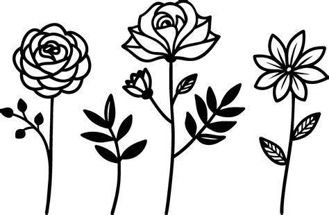 Set of Hand Drawn Line Flowers 41448494 Vector Art at Vecteezy