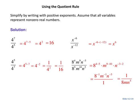 Ppt 4 2 Integer Exponents And The Quotient Rule Powerpoint