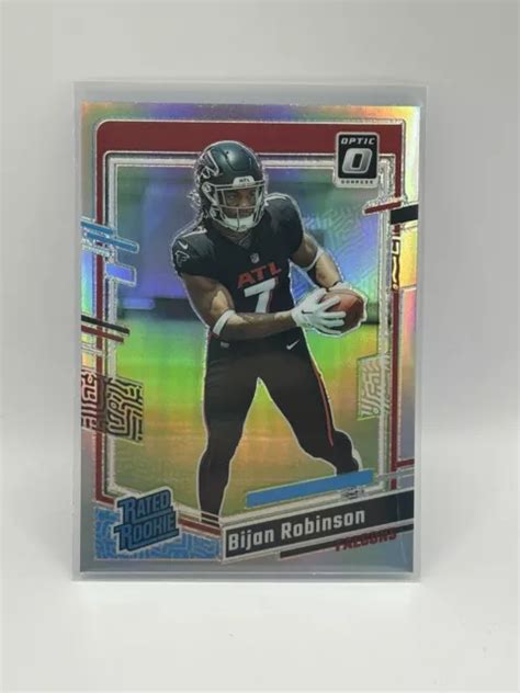 2023 PANINI OPTIQUE Bijan Robinson argent classé holo recrue Atlanta