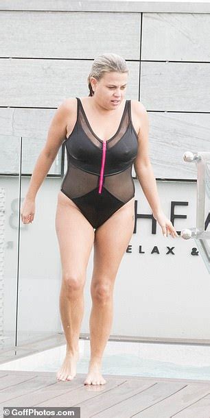 Nadia Essex Shows Off Her Figure In Black Swimsuit With Mesh Detailing