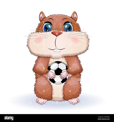 Cute Hamster With Soccer Ball Game Hamster Cartoon Characters Funny