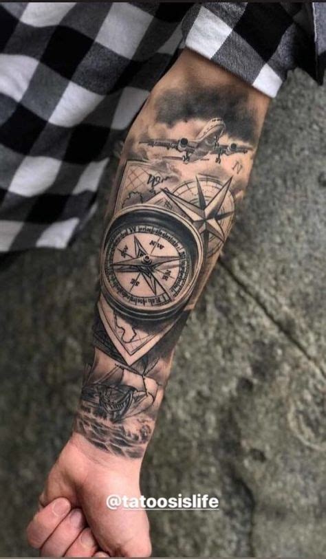 Ideas De Tatuaje De Br Jula Con Aviones Tatuajes N Uticos Hombres