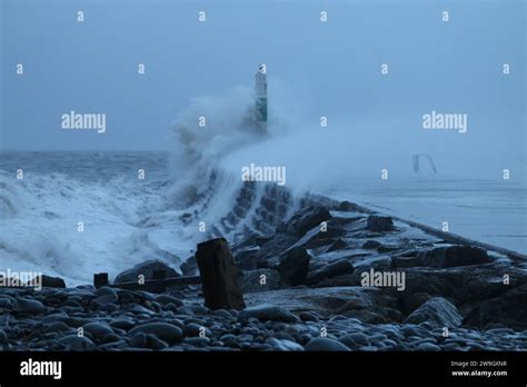 Aberystwyth Wales Uk Wetter Dezember Sturm Gerrit Trifft Auf