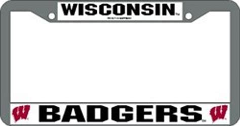 Wisconsin Badgers License Plate Frame Chrome EZ View - Sports Fan Shop