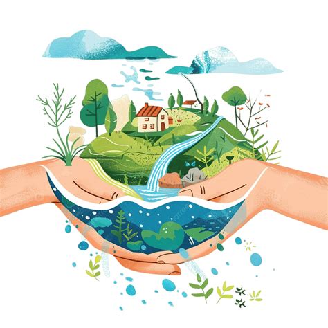 Water Conservation Cartoon Illustration, Water Clipart, Cartoon Clipart