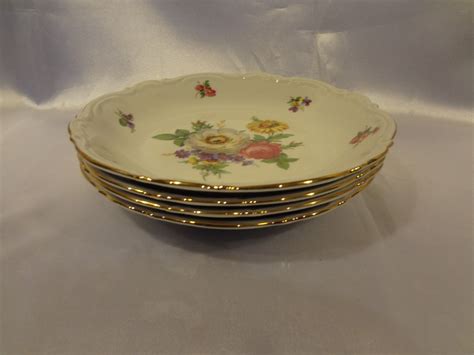 Mitterteich Bavarian China Meissen Floral Set Of 4 Soup Bowls Ebay