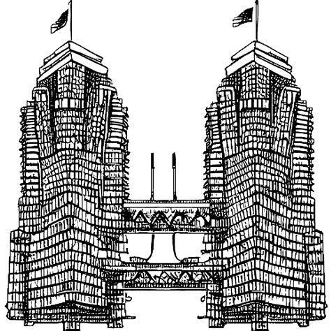 Twin Towers in Global Coloring Page · Creative Fabrica