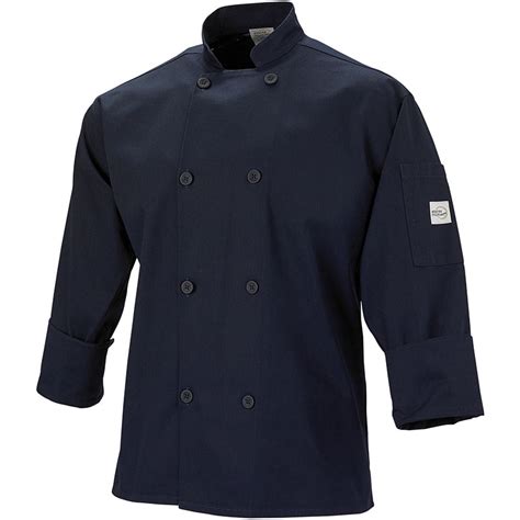 Millennia Unisex Cook Jacket Traditional Buttons Navy Blue Mercer