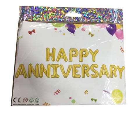 Golden Air Helium Happy Anniversary Foil Balloon Packaging Type