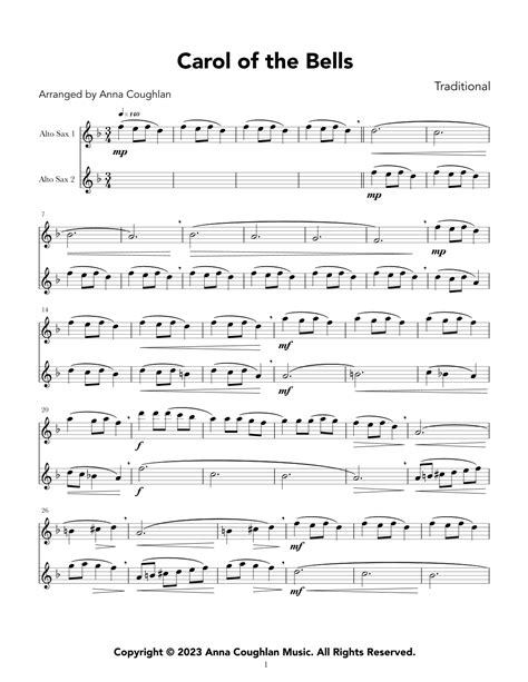 Carol Of The Bells Arr Anna Coughlan By Traditional Ukrainian Sheet