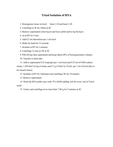 Trizol Isolation Of Rna