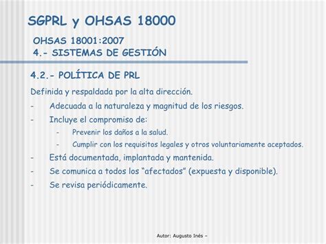 Ppt Modalidades Y Sistema De Gestión De Prl Y El Estándar Ohsas 18000