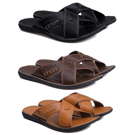 Jual Sandal Pria Kulit Asli Model Silang Sendal Kasual Cowok Barlin