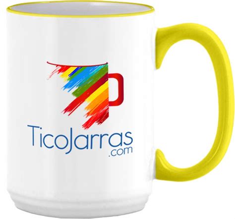 Taza de 15 oz fondo y borde amarillo TicoJarras Catálogo de Productos